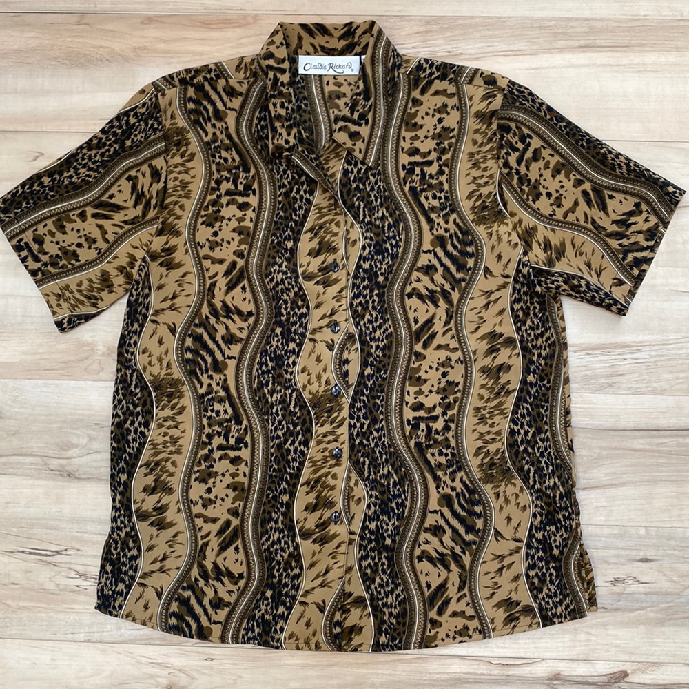 Claudia Richard Womens M Button Front Blouse